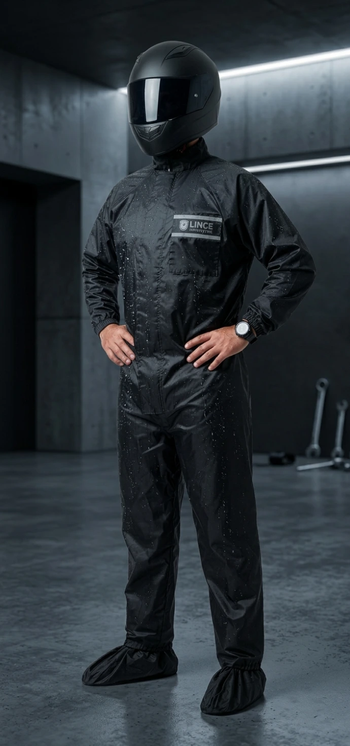 Impermeable dos piezas para motociclista con reflejos de seguridad